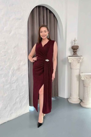 BORDO ELBİSE FLOWERS KUMAŞ 185522