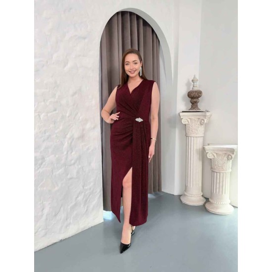 BORDO ELBİSE FLOWERS KUMAŞ 185521