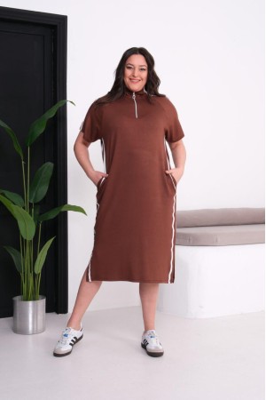 KAHVE ELBİSE KRİSTAL KUMAŞ 185849