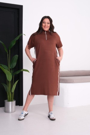 KAHVE ELBİSE KRİSTAL KUMAŞ 185849