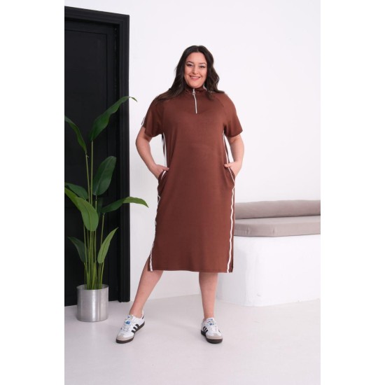 KAHVE ELBİSE KRİSTAL KUMAŞ 185849