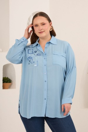 KRINKLE VİSKON KUMAŞ GÖMLEK 186058