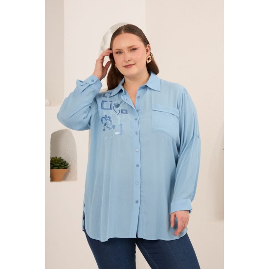 KRINKLE VİSKON KUMAŞ GÖMLEK 186058