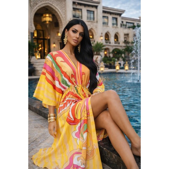 DESENLİ KİMONO ELBİSE JESSICA KUMAŞ 185962