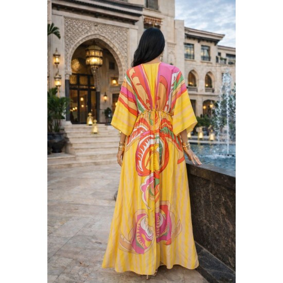 DESENLİ KİMONO ELBİSE JESSICA KUMAŞ 185962