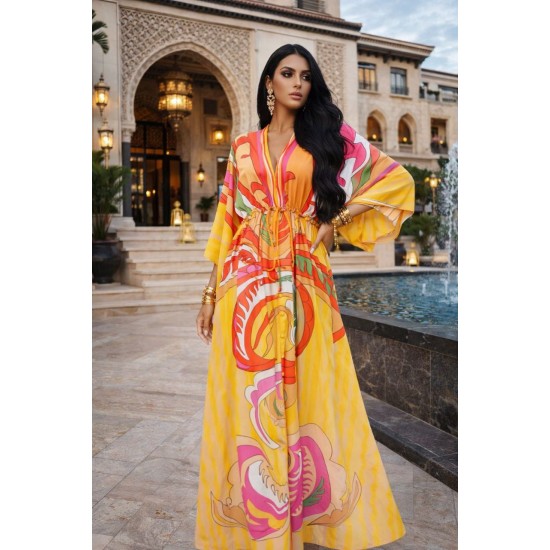 DESENLİ KİMONO ELBİSE JESSICA KUMAŞ 185962