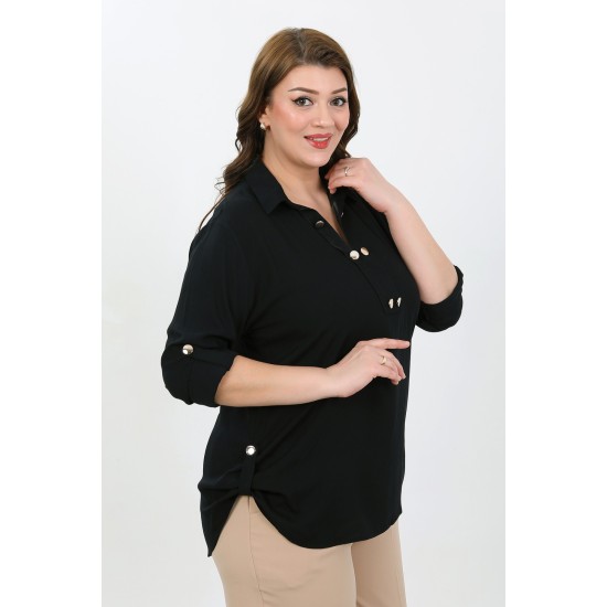 SİYAH BLUZ PAMUKLU VİSKON KUMAŞ 185896