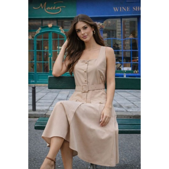 KEMERLİ KLOŞ ELBİSE PAPERTOUCH KUMAŞ 185943