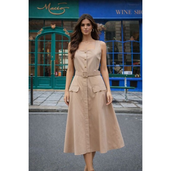 KEMERLİ KLOŞ ELBİSE PAPERTOUCH KUMAŞ 185943