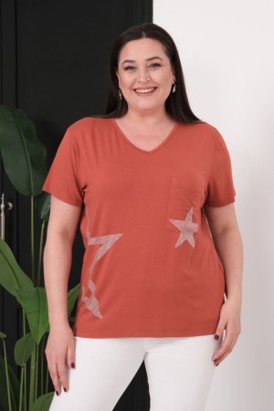 TILE-COLORED BLOUSE, VISCOSE FABRIC 185602