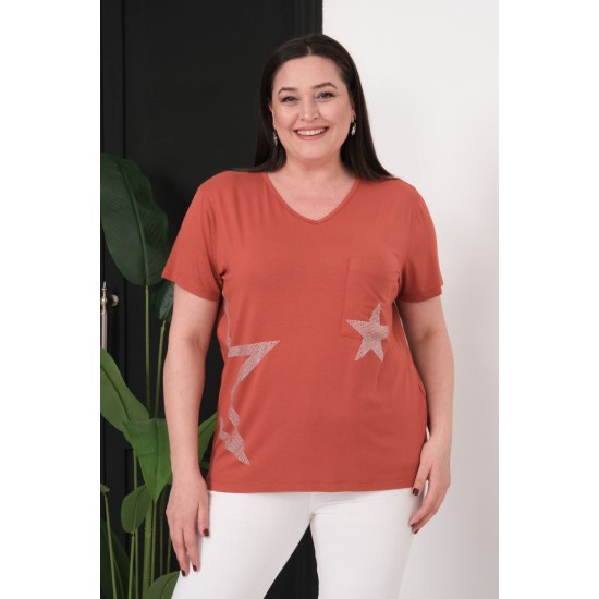 TILE-COLORED BLOUSE, VISCOSE FABRIC 185602