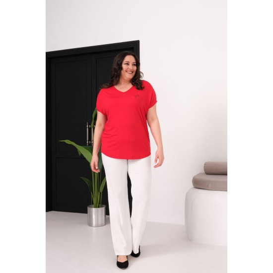 KIRMIZI BLUZ VİSKON KUMAŞ 185567