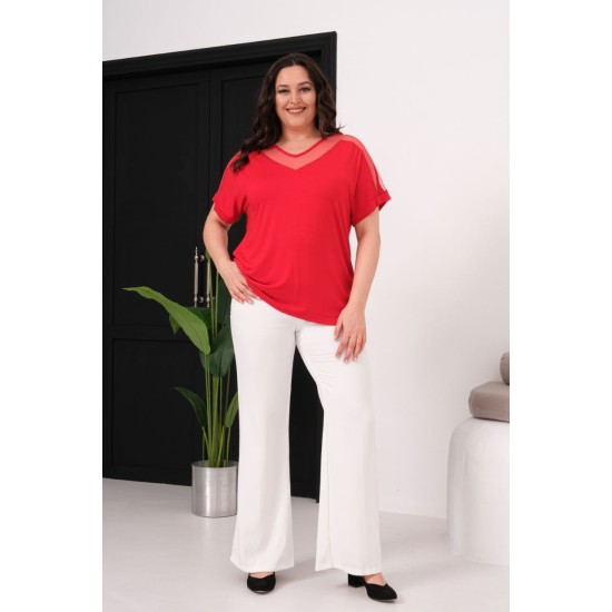 KIRMIZI BLUZ VİSKON KUMAŞ 185572