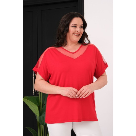 KIRMIZI BLUZ VİSKON KUMAŞ 185572