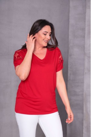 KIRMIZI BLUZ VİSKON KUMAŞ 185588