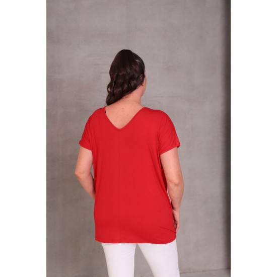 KIRMIZI BLUZ VİSKON KUMAŞ 185595