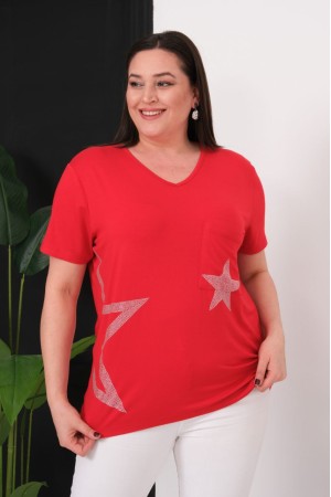 KIRMIZI BLUZ VİSKON KUMAŞ 185601