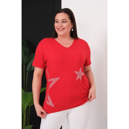 KIRMIZI BLUZ VİSKON KUMAŞ 185601