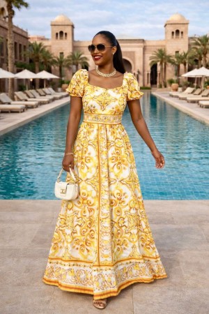 MADONNA YAKA İTHAL KREP KUMAŞ ELBİSE 185975