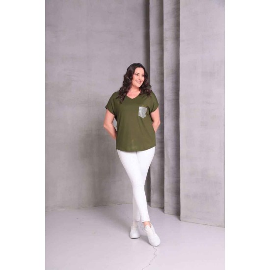 HAKİ BLUZ VİSKON KUMAŞ 185872