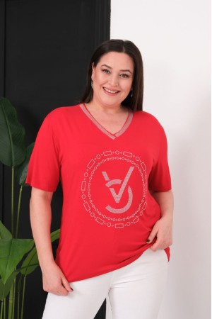 KIRMIZI BLUZ VİSKON KUMAŞ 185609