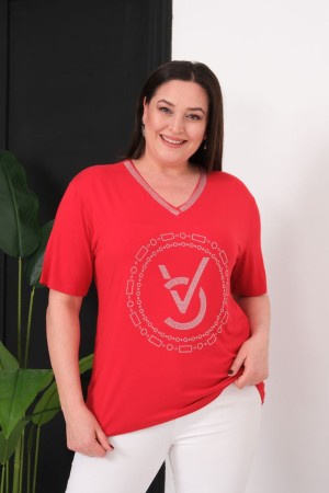 KIRMIZI BLUZ VİSKON KUMAŞ 185609