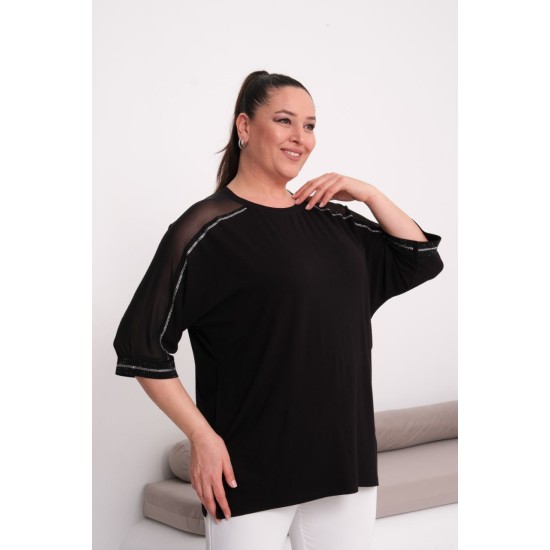 BLACK BLOUSE VISCOSE FABRIC 185612