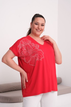 KIRMIZI BLUZ VİSKON KUMAŞ 185614