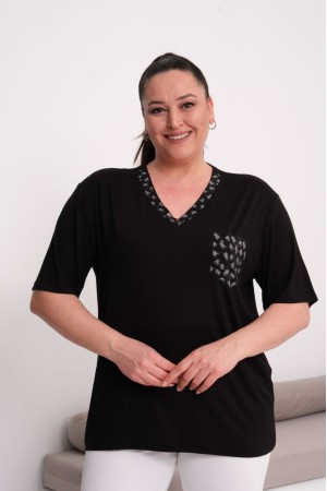 SİYAH BLUZ VİSKON KUMAŞ 185619