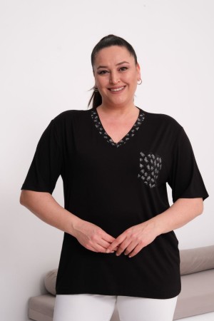 SİYAH BLUZ VİSKON KUMAŞ 185619