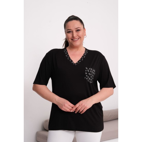 SİYAH BLUZ VİSKON KUMAŞ 185619