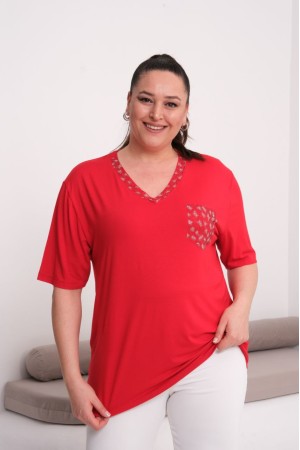 KIRMIZI BLUZ VİSKON KUMAŞ 185622