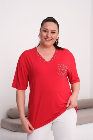 KIRMIZI BLUZ VİSKON KUMAŞ 185622