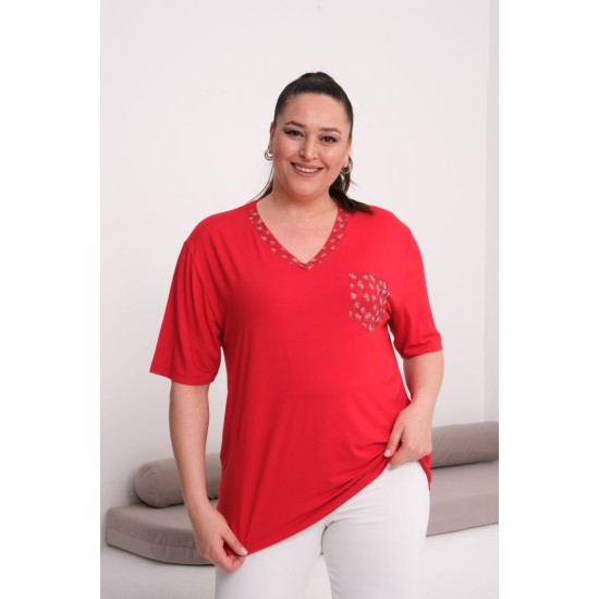 KIRMIZI BLUZ VİSKON KUMAŞ 185622