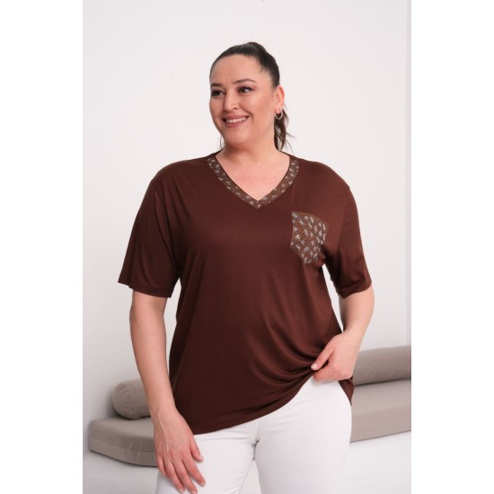 KAHVE BLUZ VİSKON KUMAŞ 185625