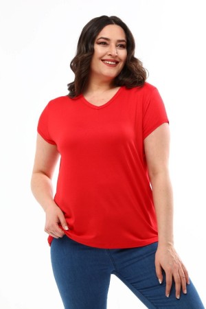 KIRMIZI BLUZ VİSKON KUMAŞ 185631