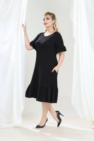 SİYAH ELBİSE TAŞ DETAYLI 185654