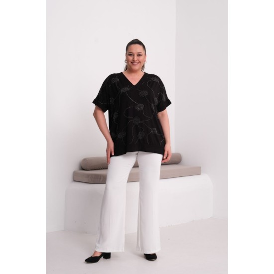 BLACK VISCOSE FABRIC BLOUSE – 185799