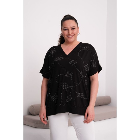 BLACK VISCOSE FABRIC BLOUSE – 185799