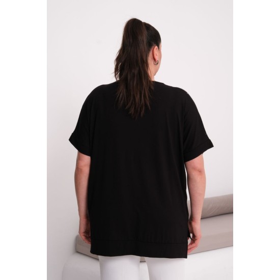 BLACK VISCOSE FABRIC BLOUSE – 185799