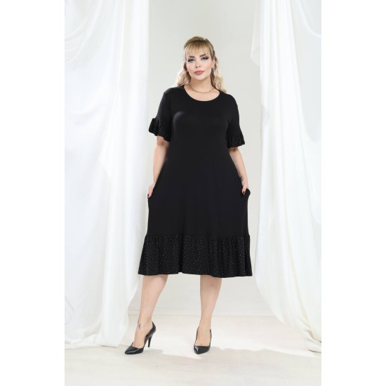 SİYAH ELBİSE TAŞ DETAYLI 185654