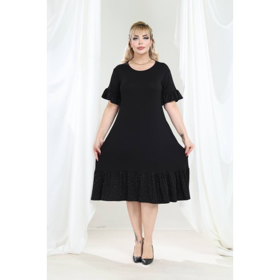 SİYAH ELBİSE TAŞ DETAYLI 185654