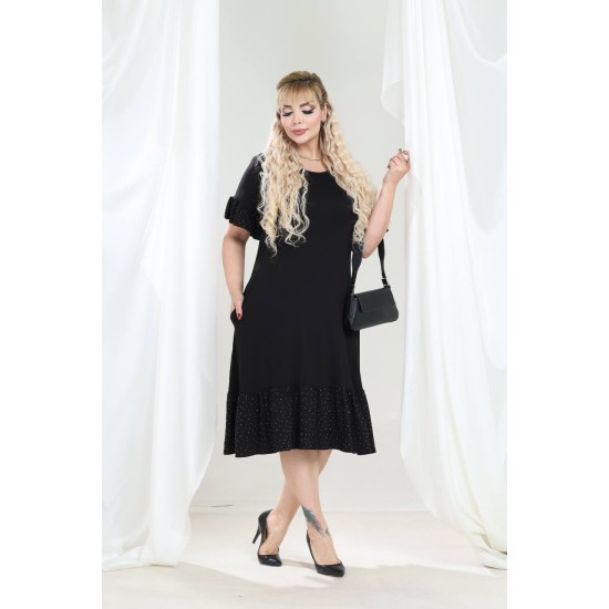 SİYAH ELBİSE TAŞ DETAYLI 185654