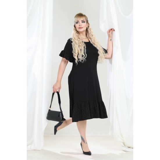 SİYAH ELBİSE TAŞ DETAYLI 185654