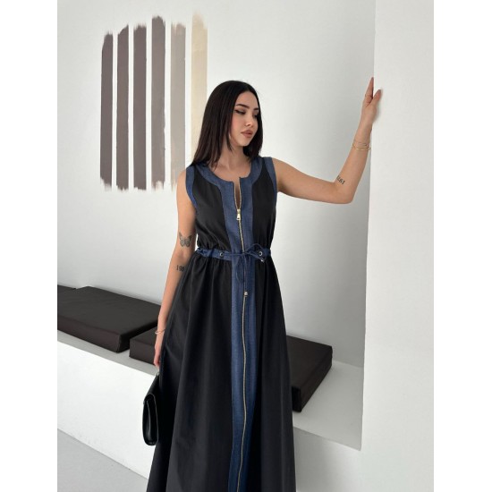 SİYAH ELBİSE KOT GARNILI 185914