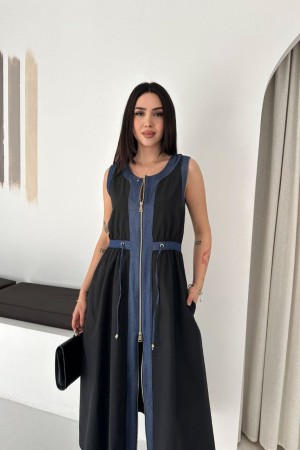 SİYAH ELBİSE KOT GARNILI 185914