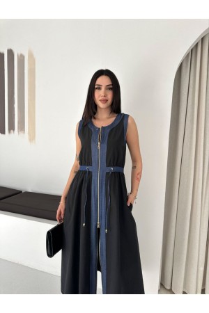 SİYAH ELBİSE KOT GARNILI 185914