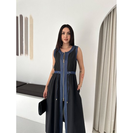 SİYAH ELBİSE KOT GARNILI 185914