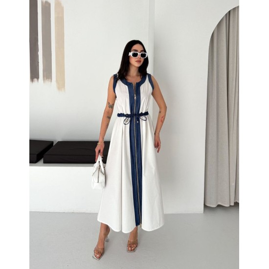 BEYAZ ELBİSE KOT GARNILI 185915