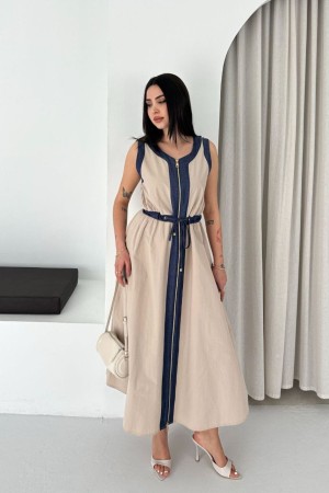 BEJ ELBİSE KOT GARNILI 185916